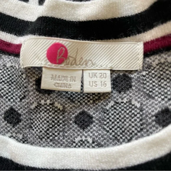 Boden Polka Dot Black and Gray Sweater Dress Size 16 - Picture 9 of 16